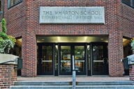 Front door of brick building at Wharton School